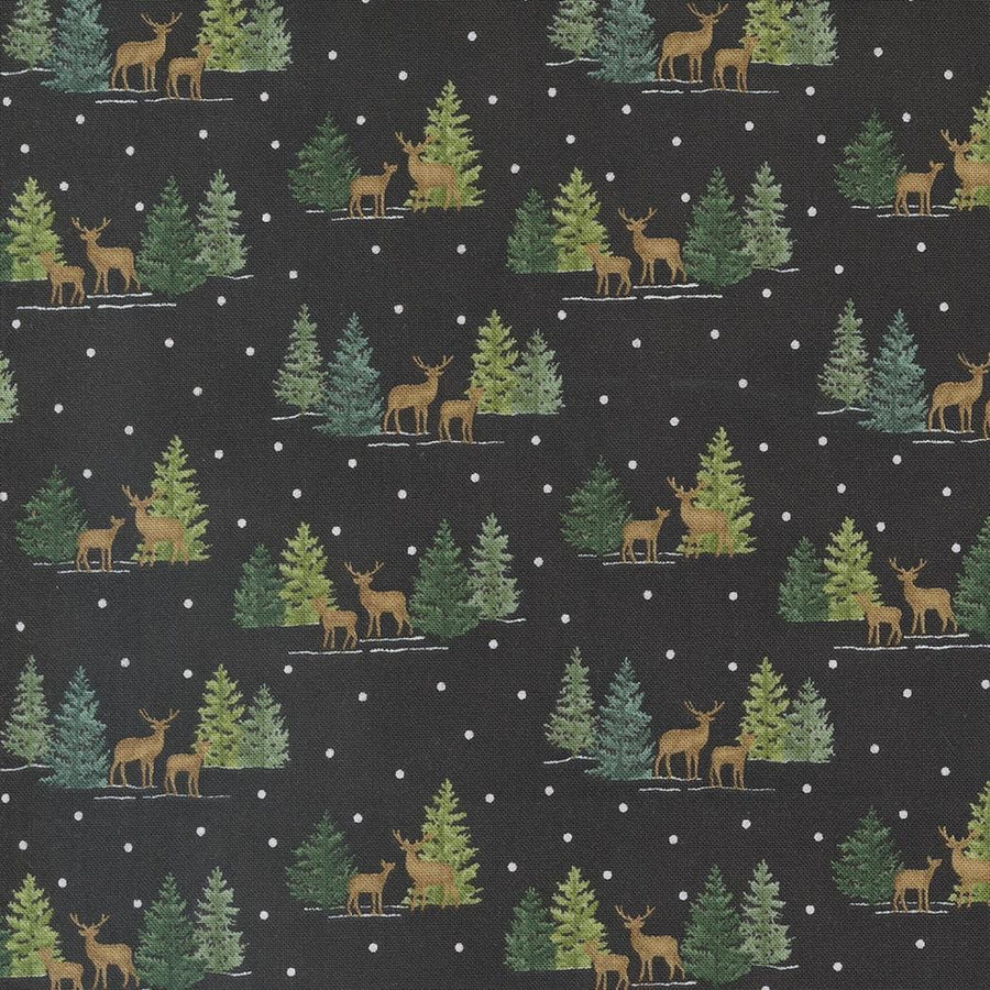 Woodland Winter - Deer Trees Dots Charcoal 56095-17