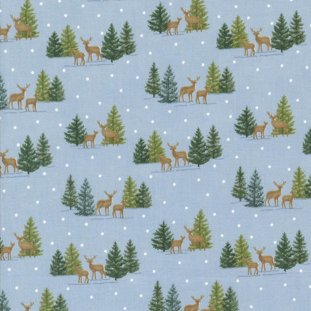 Woodland Winter - Deer Trees Dots Sky Blue 56095-12