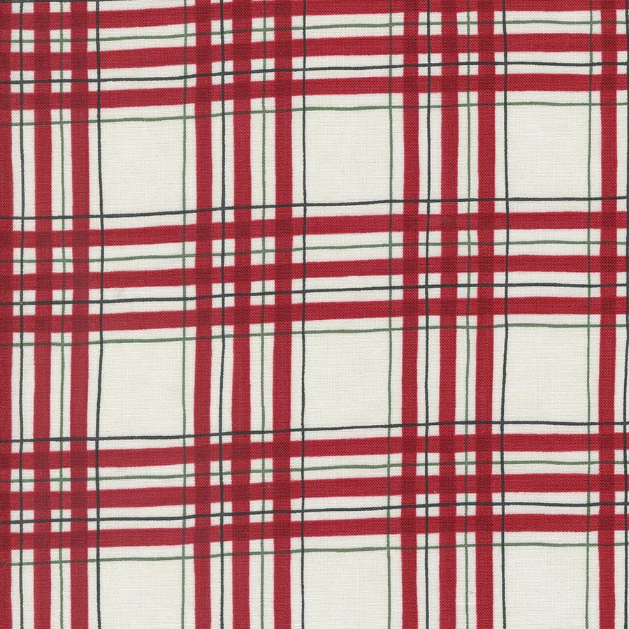 Woodland Winter - Plaid Snowy White Red 56098-11