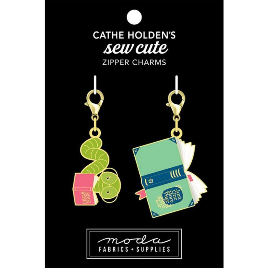 Zipper Charm 2ct - Book Worm Book Zipper Pulls CH149