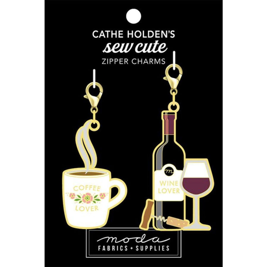 Zipper Charm - Coffee Wine Zipper Pulls 2ct CH125