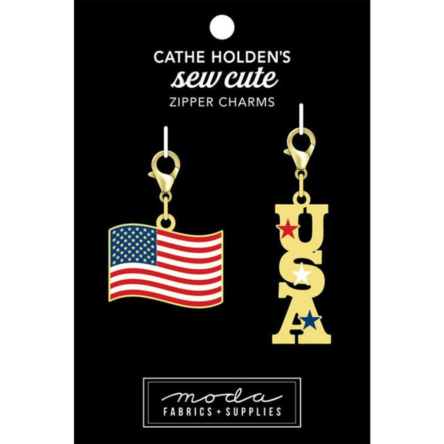 Zipper Charm - Flag USA Zipper Pulls 2ct CH155