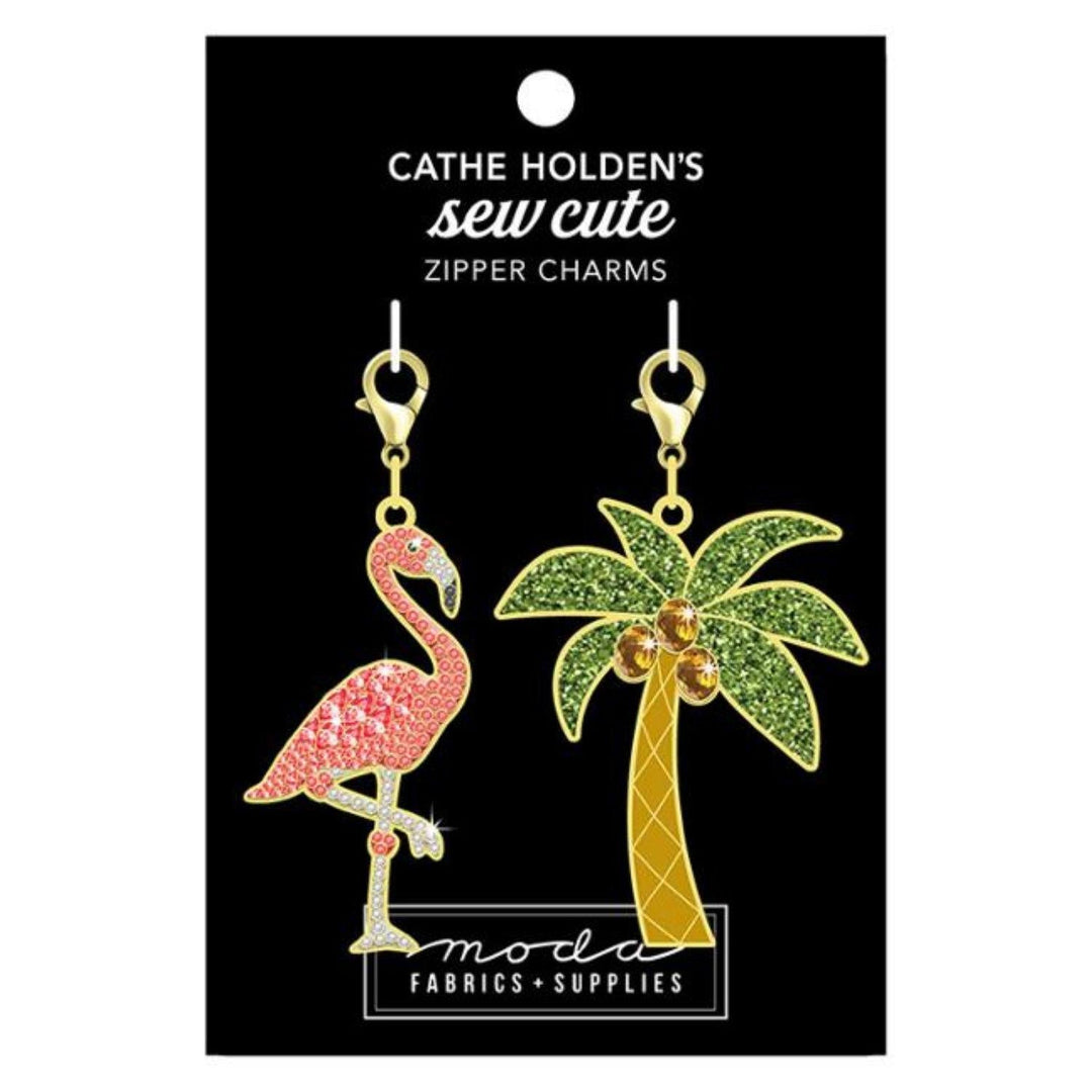 Zipper Charm - Flamingo Palm Zip Pull 2ct CH163R