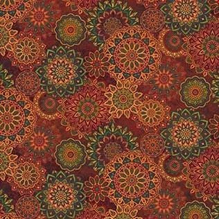 Jungle Magnolia by Quiltworx - Rust Mandala Flower DP26816-24