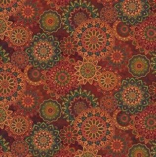 Jungle Magnolia by Quiltworx - Rust Mandala Flower DP26816-24