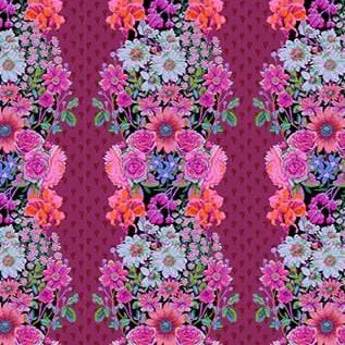 Perennial Borders - Verticle Floral Dark Pink AMT137-84L