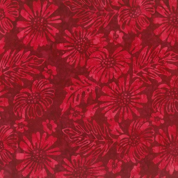 Tuscan Terrace -  Leaves With Flowers Dark Red 80953-25