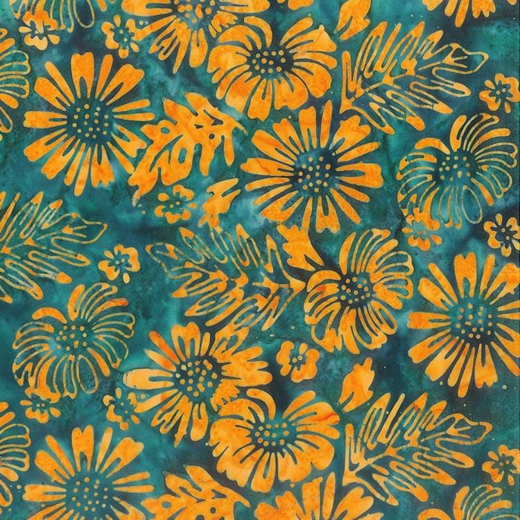 Tuscan Terrace -  Leaves With Flowers Dark Teal 80953-64