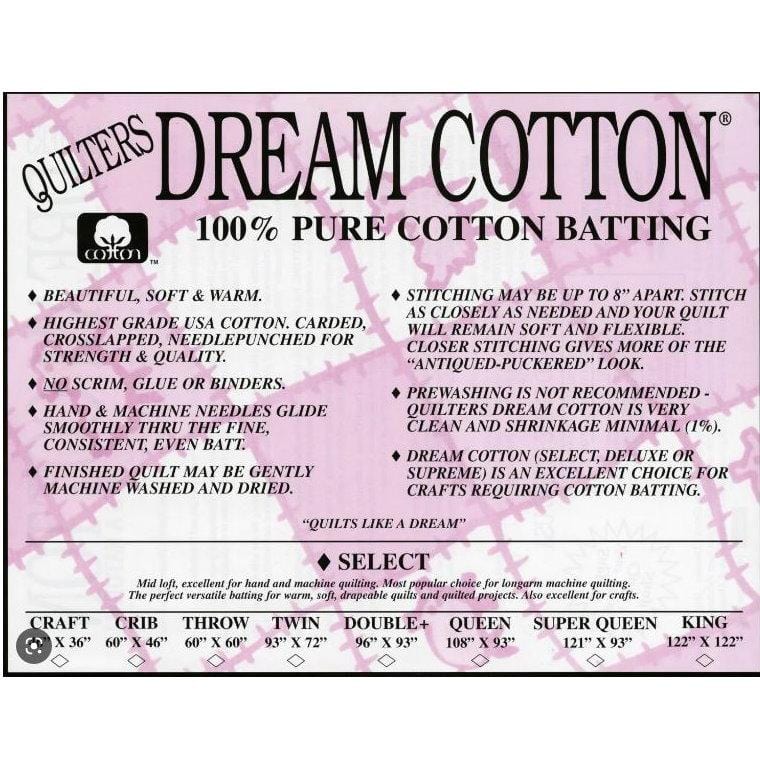 Quilter's Dream - Natural Dream 100% Cotton Batting - Select Twin N4TN