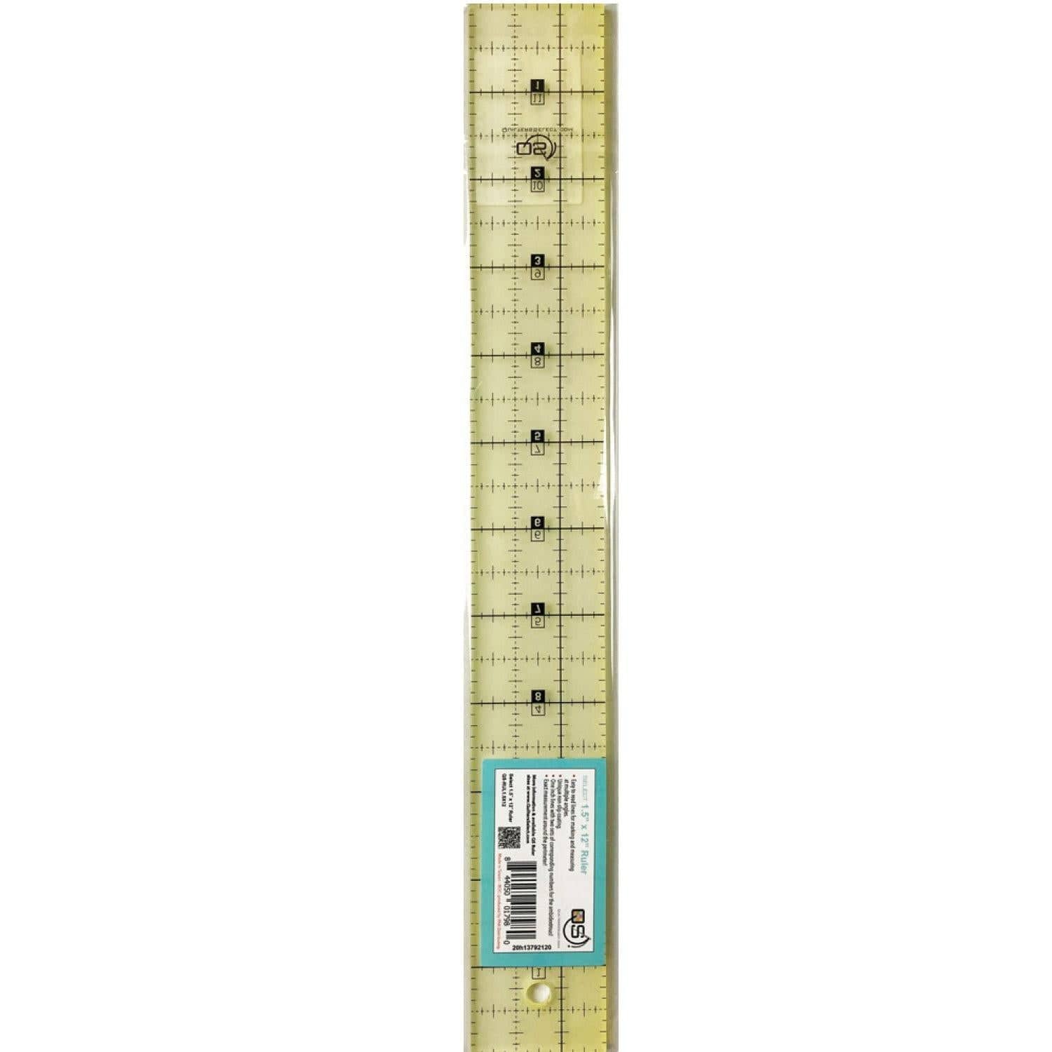 Quilter's Select Non-Slip Ruler 1.5" x 12" QS-RUL1.5X12