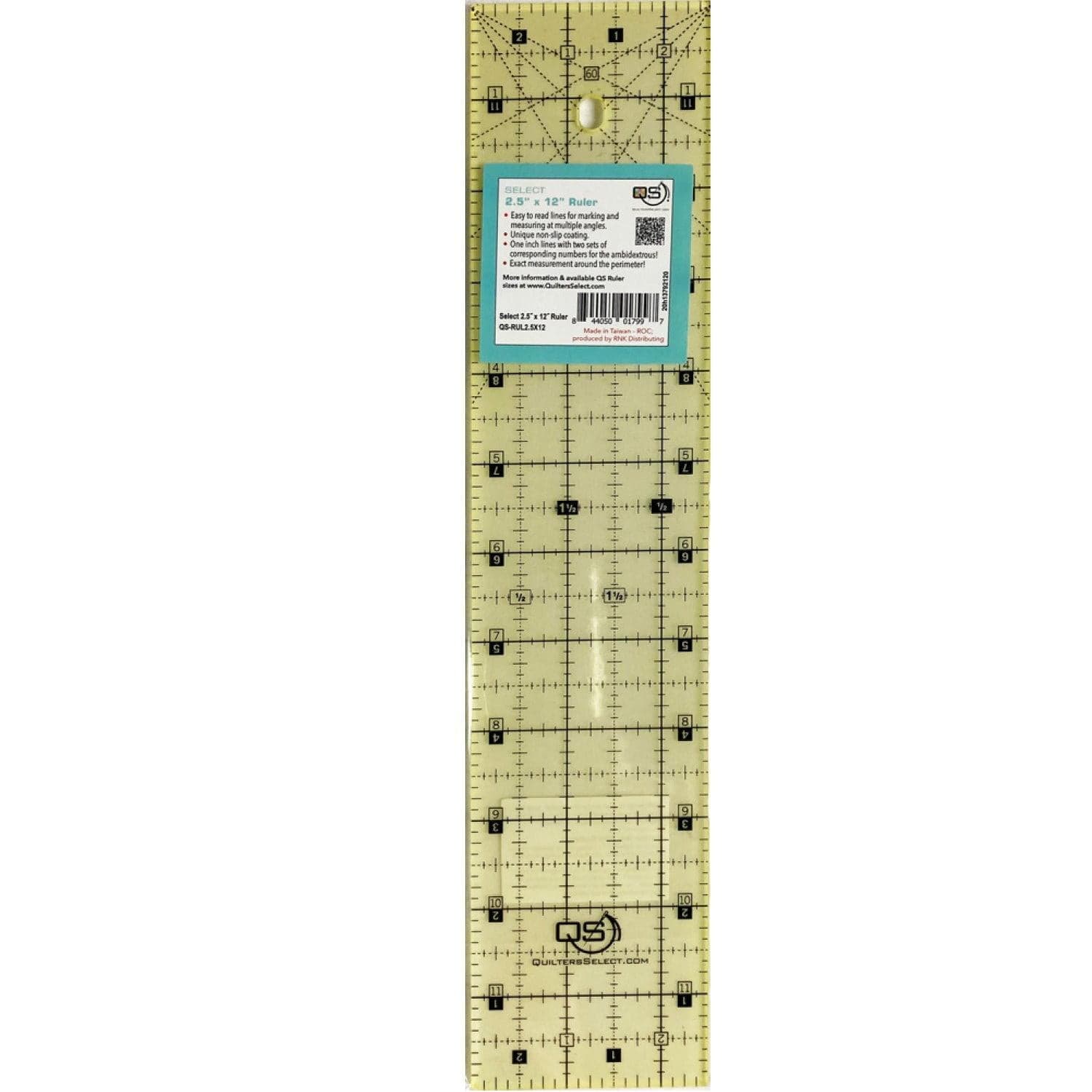 Quilter's Select Non-Slip Ruler 2.5" x 12" QS-RUL2.5X12