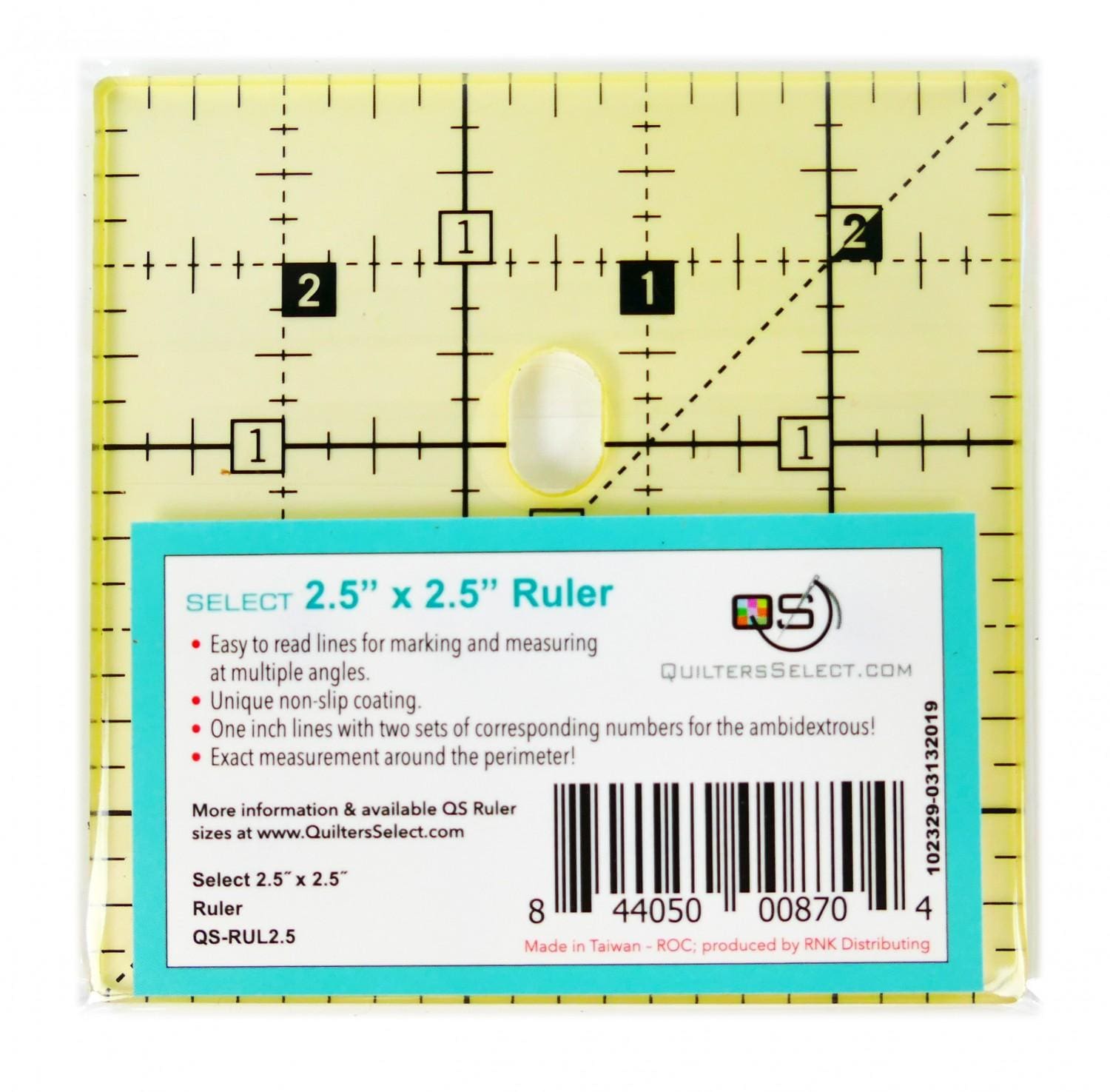 Quilter's Select - Non-Slip Ruler 2.5" x 2.5" QS-RUL2.5
