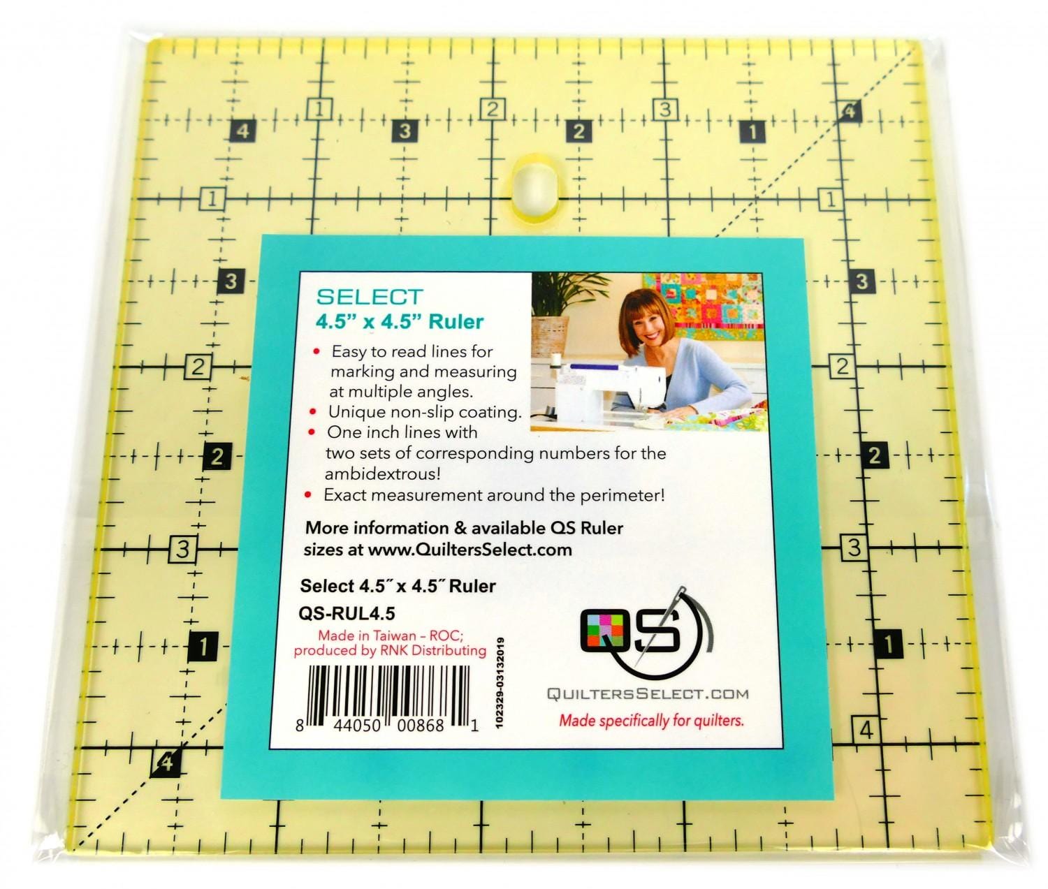 Quilter's Select Non-Slip Ruler 4.5" x 4.5"" QS-RUL4.5