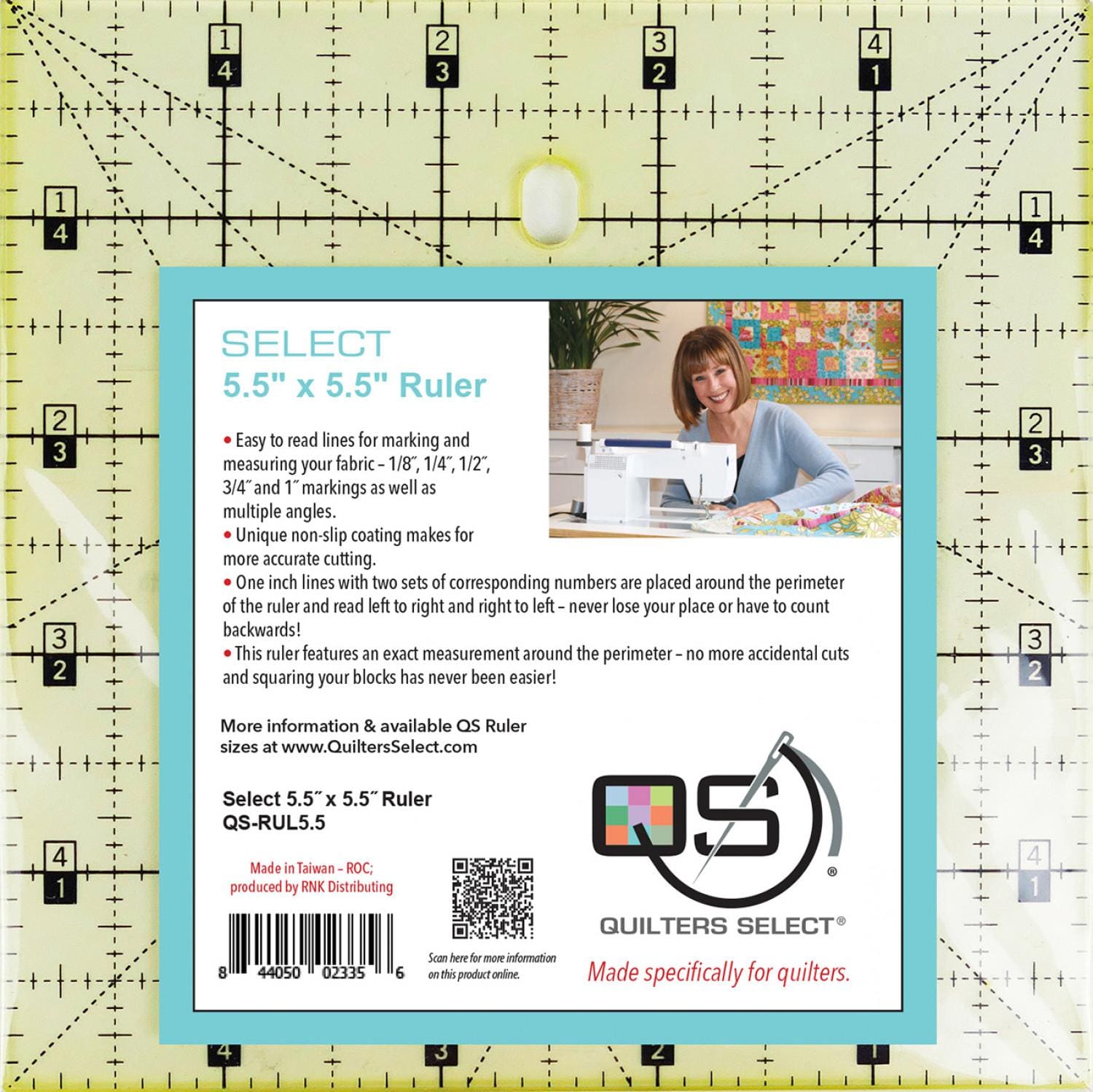 Quilter's Select Non-Slip Ruler 5.5" x 5.5" QS-RUL5.5N