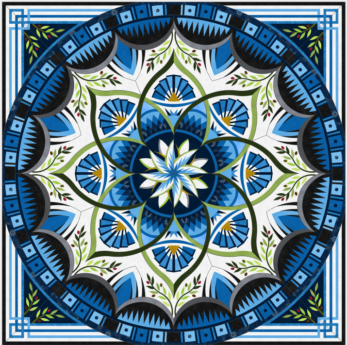 Arcadia Queen - Color Stock Cottons Blue Quiltworx Kit ARCBLUE-QWK
