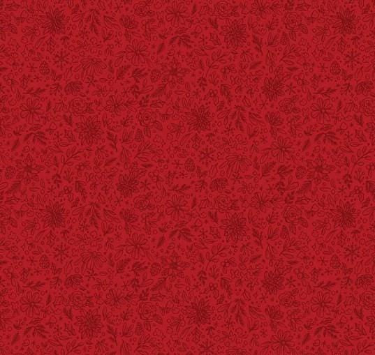 Charming Christmas - Floral Outline Red C16354-RED