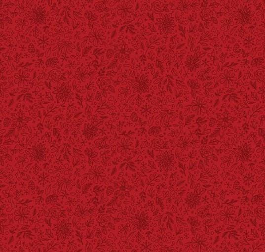 Charming Christmas - Floral Outline Red C16354-RED