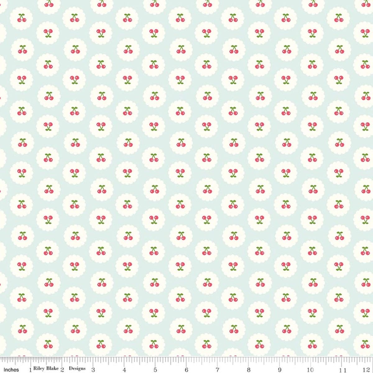 Cherries Bleached Denim - Cotton Nook C17973-BLEACHEDDENIM