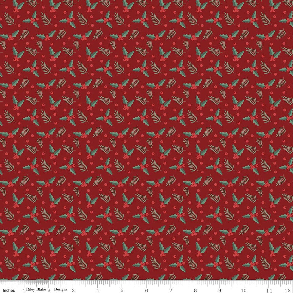 Christmas Greetings Cotton Fabric - Holly Red (Riley Blake) C17663-RED