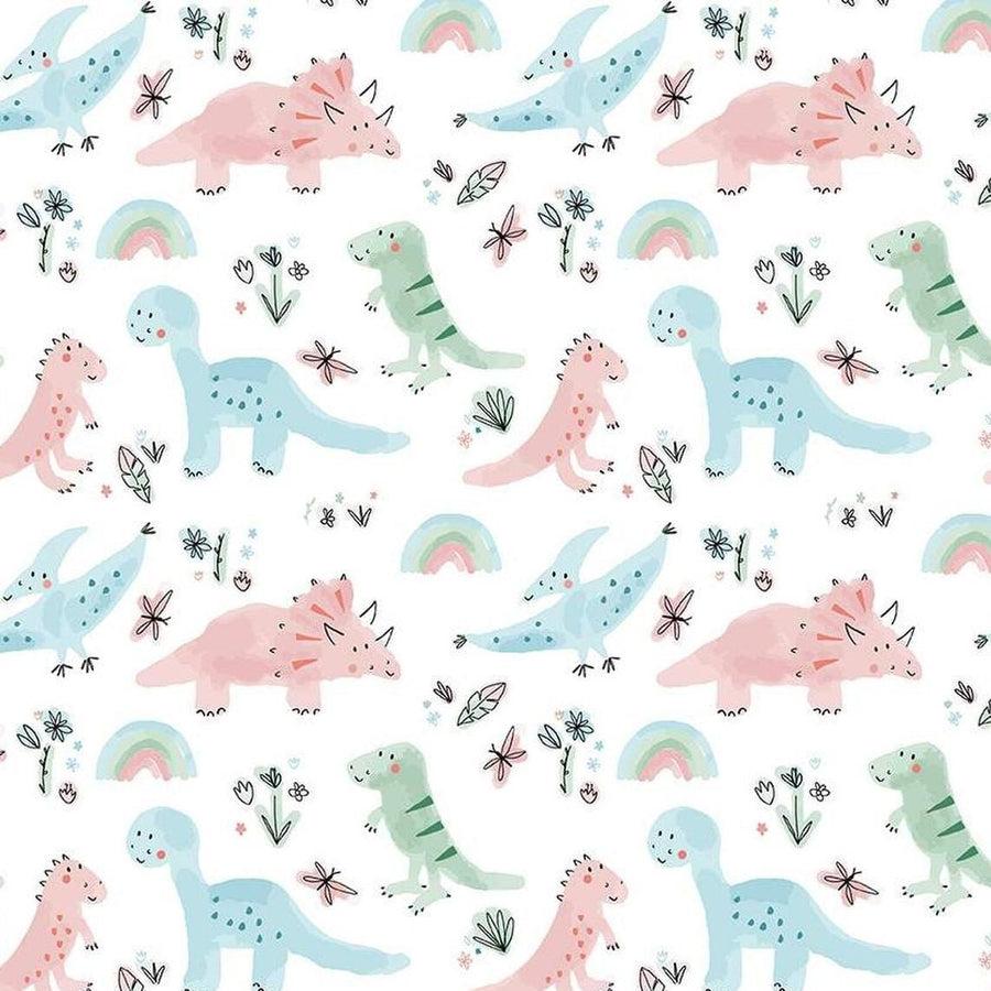 Designer Flannel - Flannel Dinosaurs F14696-WHITE