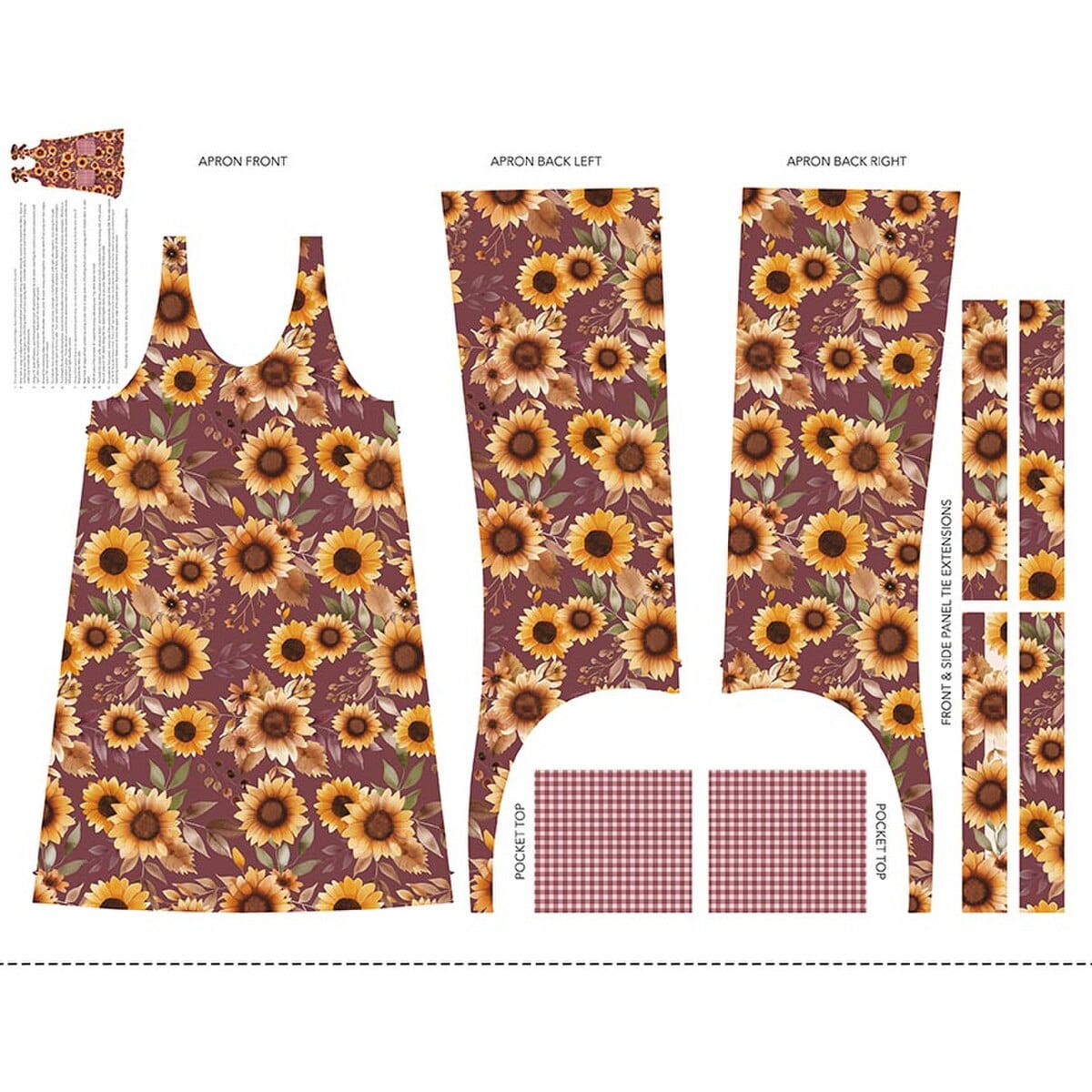 Home Dec Sunflower Pinafore Panel Wine - Harvest on the Prairie HD18292-WINE