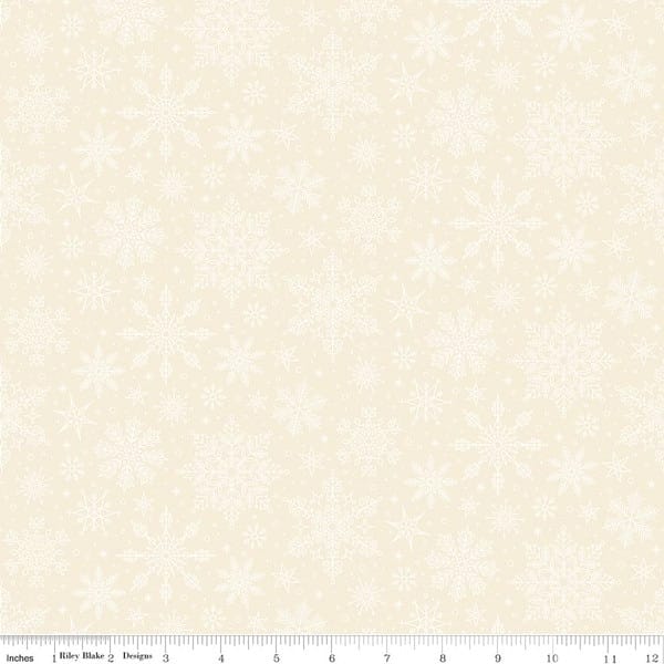 Snowflakes White - Poinsettias at Christmas C17635-WHITE