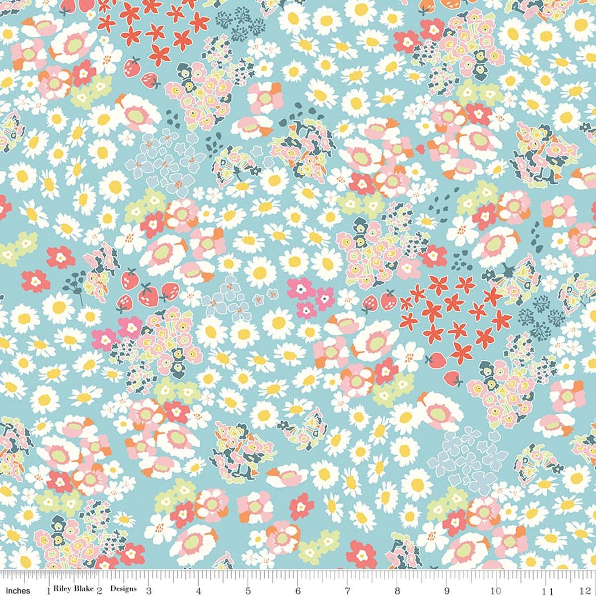 Flowerbed Aqua - Cotton Nook C17971-AQUA