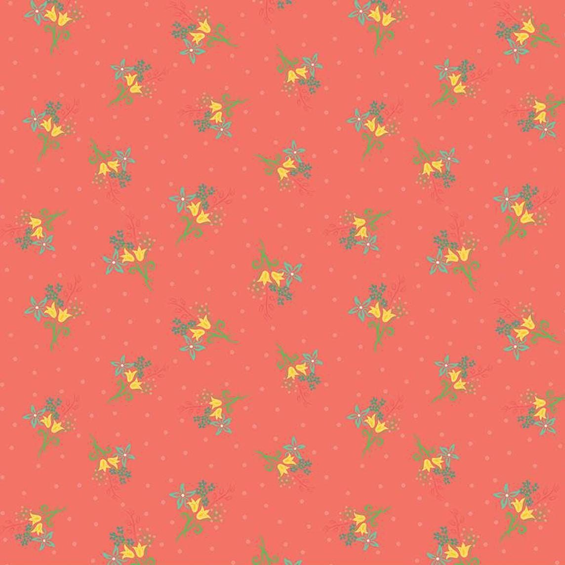 Gingham Cottage - Scatter Flral Coral C13013-CORAL