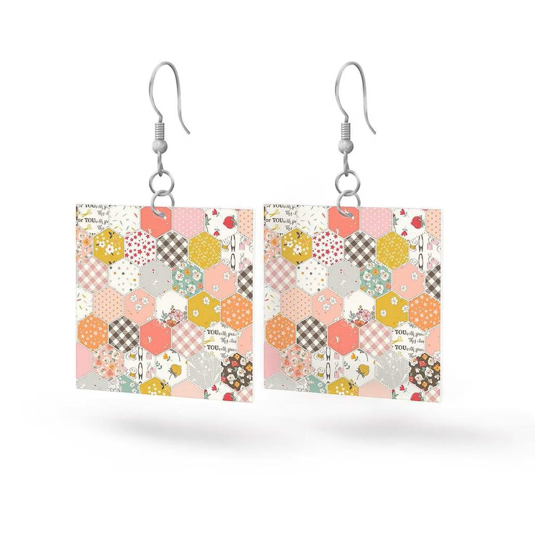 Hometown Leatherworks - Square Earrings BloomBerry STLR-36724