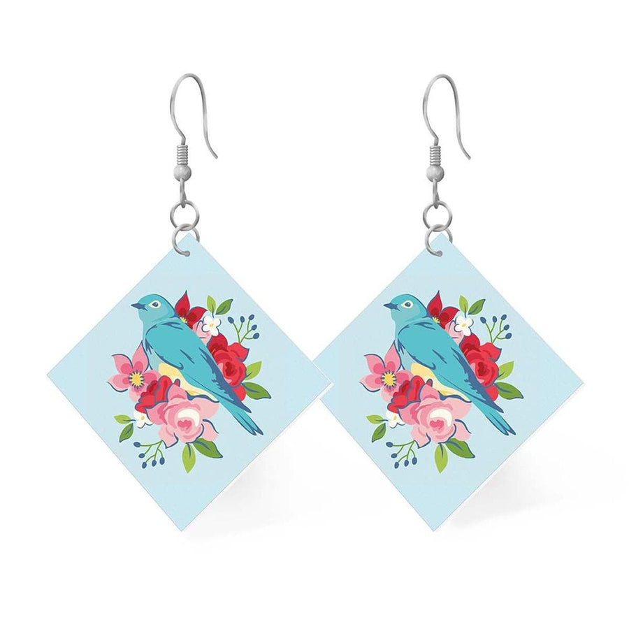 Hometown Leatherworks - Square Earrings Bluebird STLR-37628