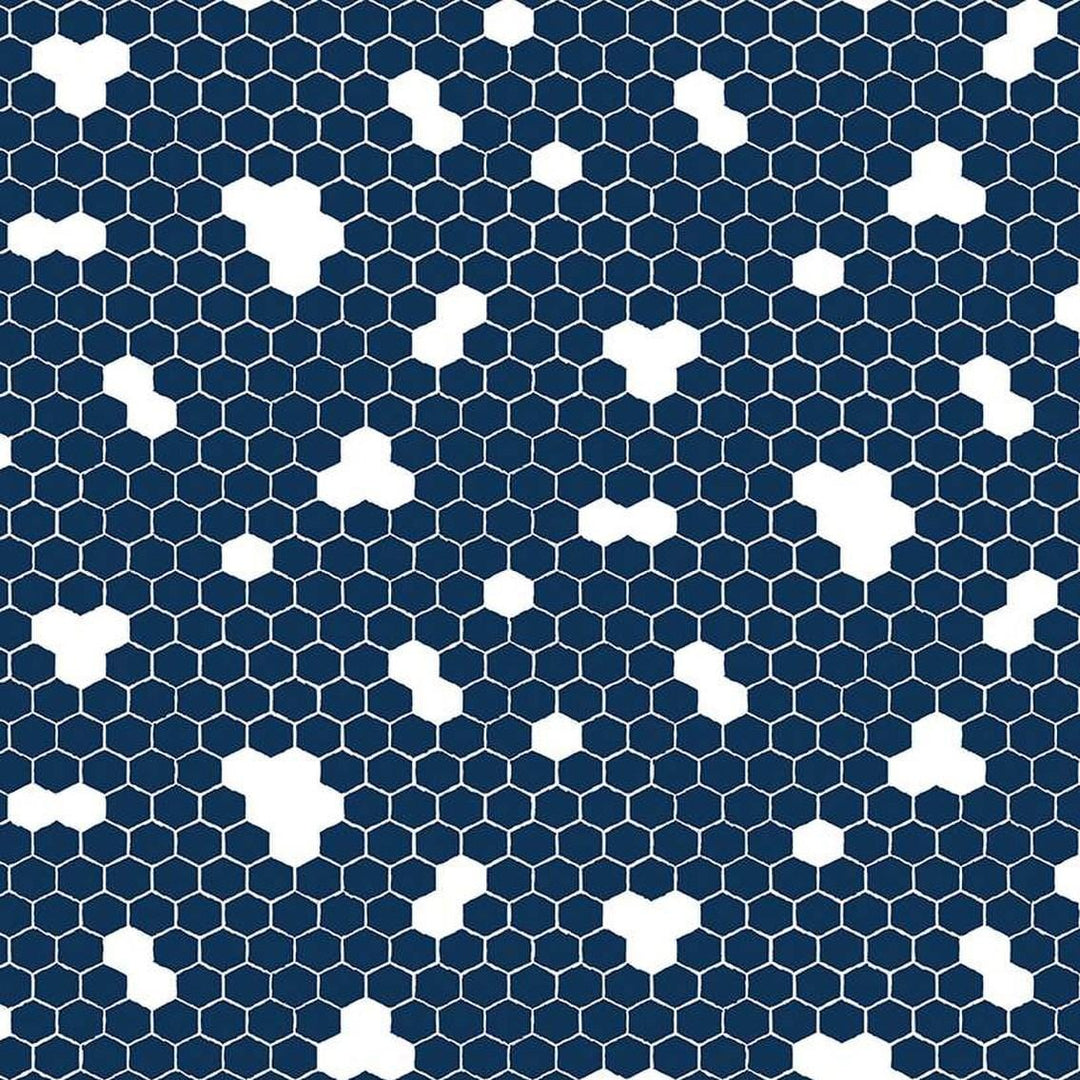 Honey Bees & Flowers Please - Honeycomb Navy C15135-NAVY