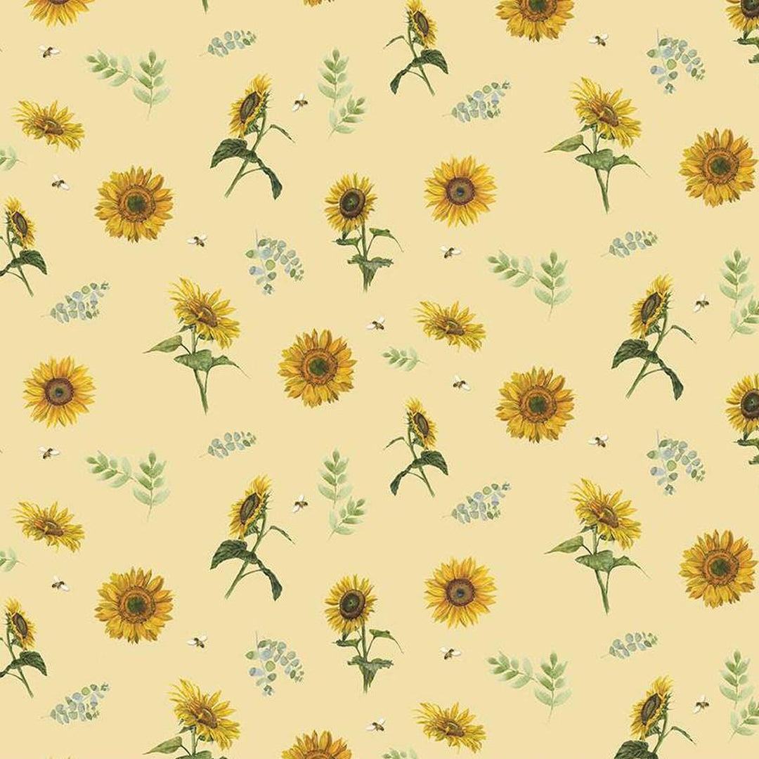 Honey Bees & Flowers Please - Sunflowers and Bees Yellow C15133-YELLOW