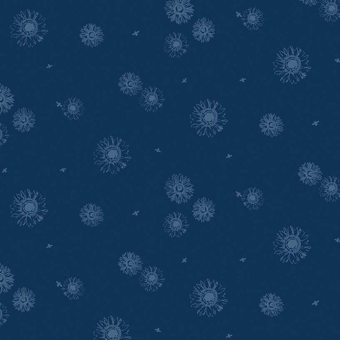 Honey Bees & Flowers Please - Tonal Sunflowers Navy C15134-NAVY