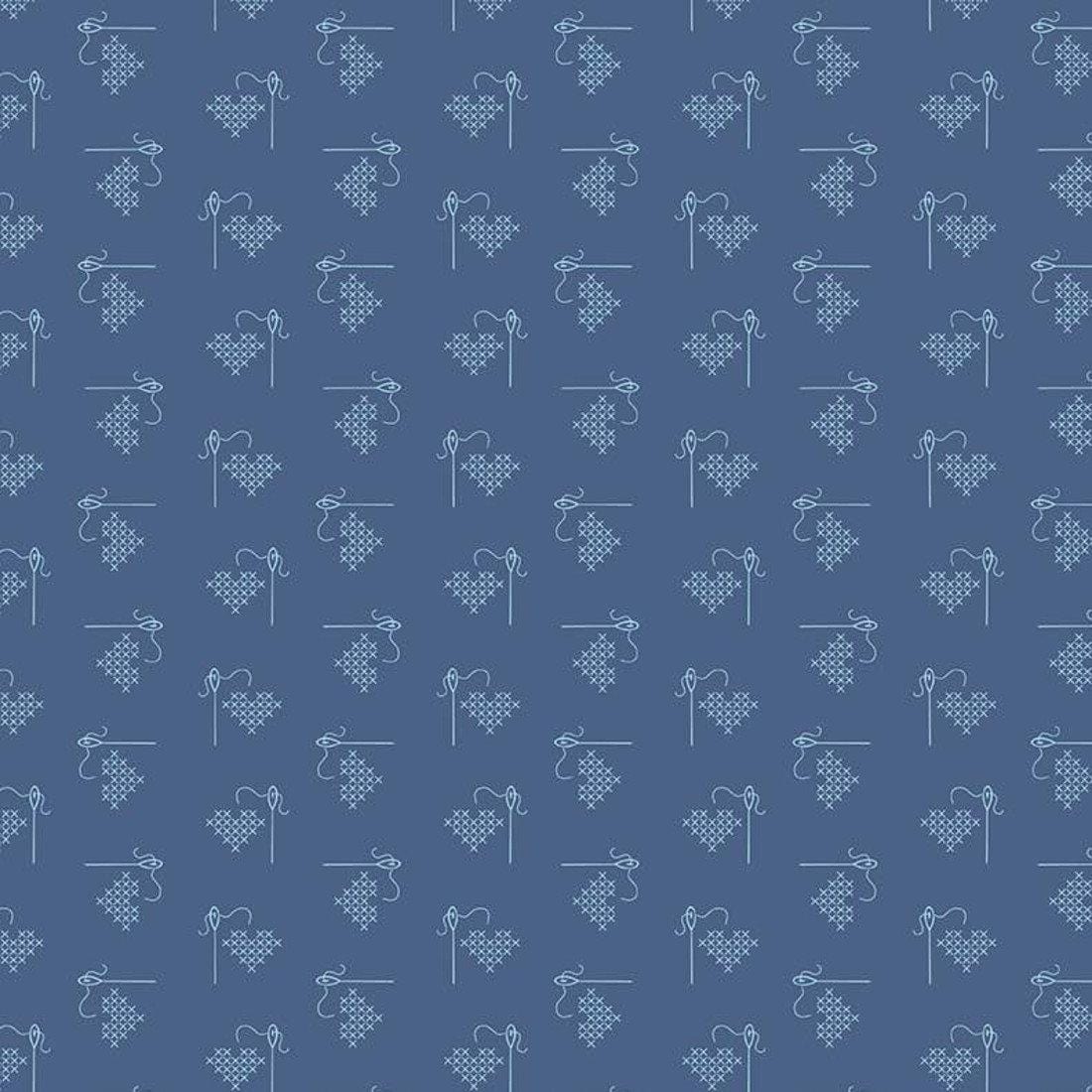 Lori Holt Bee Basics - Heart Blue RBC6401-BLUE