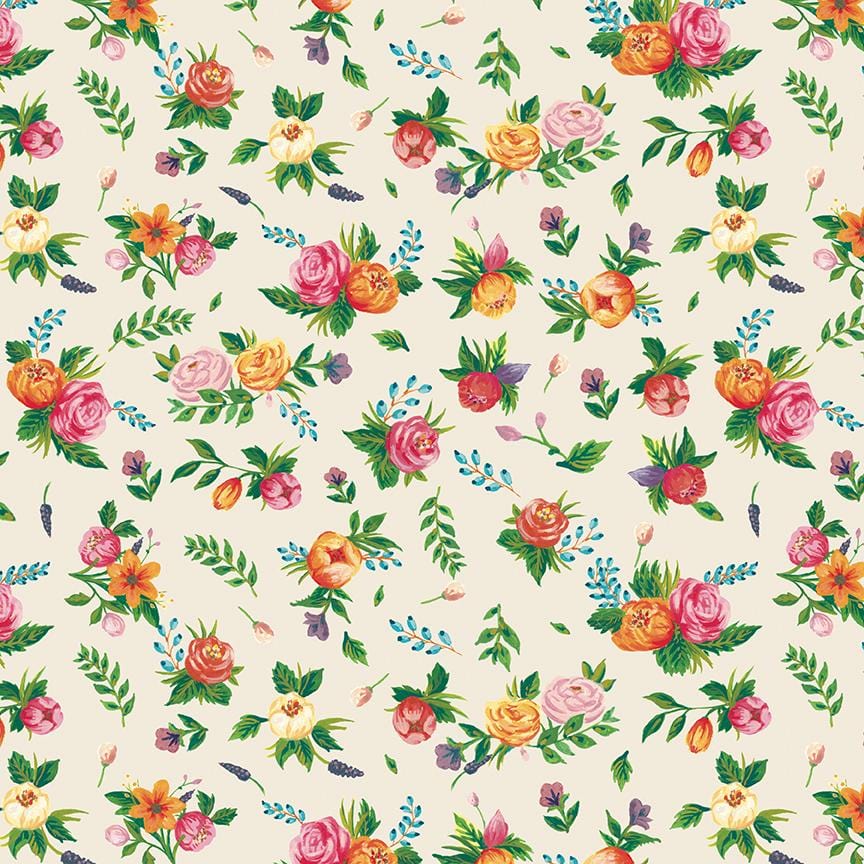 Monthly Placemats 2 - August Floral Cream C13935-CREAM