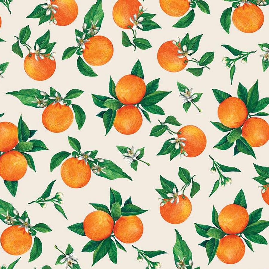 Monthly Placemats 2 - June Oranges Cream C13931-CREAM