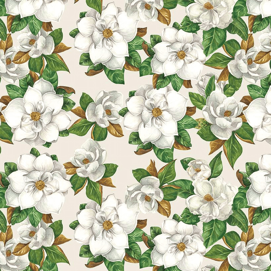 Monthly Placemats 2 - March Magnolias Cream C13925-CREAM