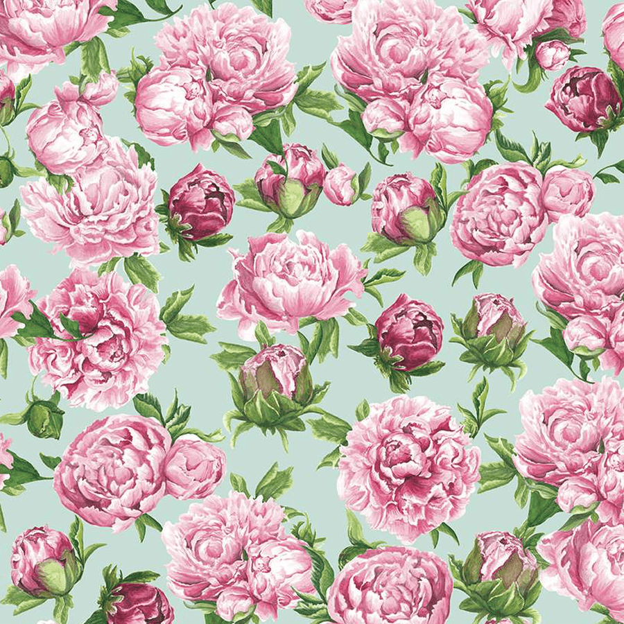 Monthly Placemats 2 - May Peonies Mint C13929-MINT