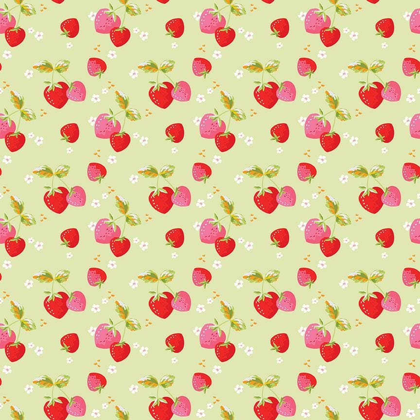 Picnic Florals - Strawberries Green C14612-GREEN