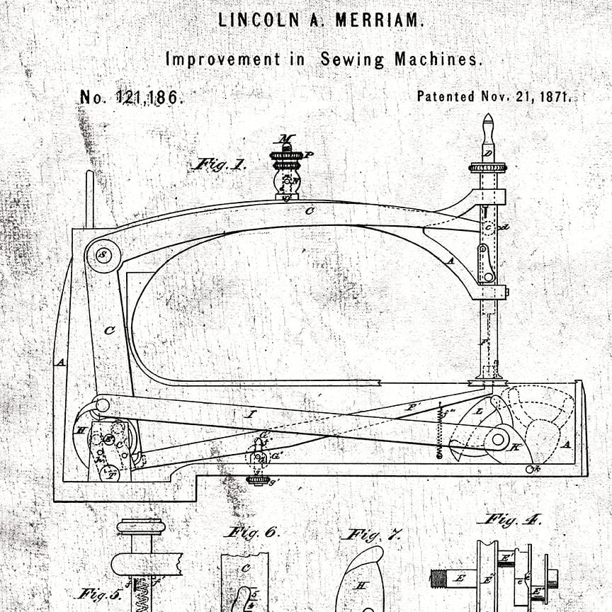 Sew Journal - Sewing Machine Patent White C13887-WHITE