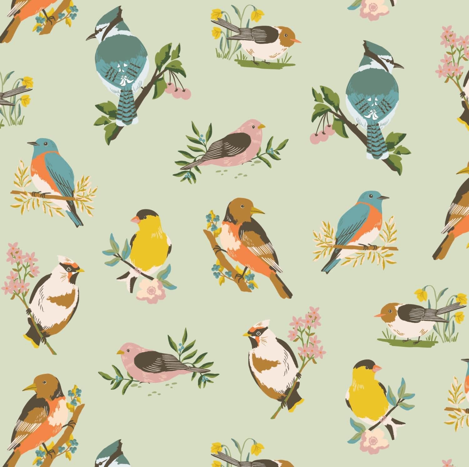 Winged Medley - Birds Sage C15911-SAGE