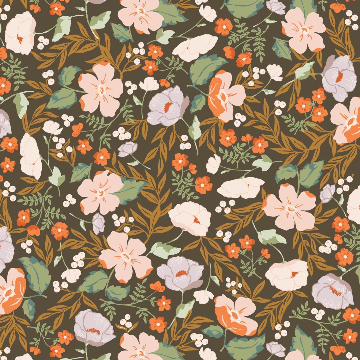 Winged Medley - Boho Blooms Brown C15912-BROWN