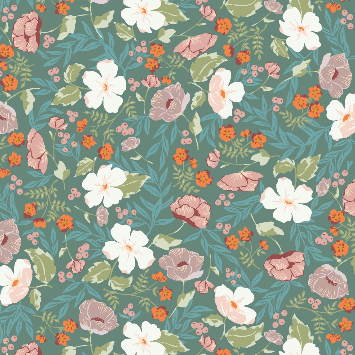 Winged Medley - Boho Blooms Teal C15912-TEAL