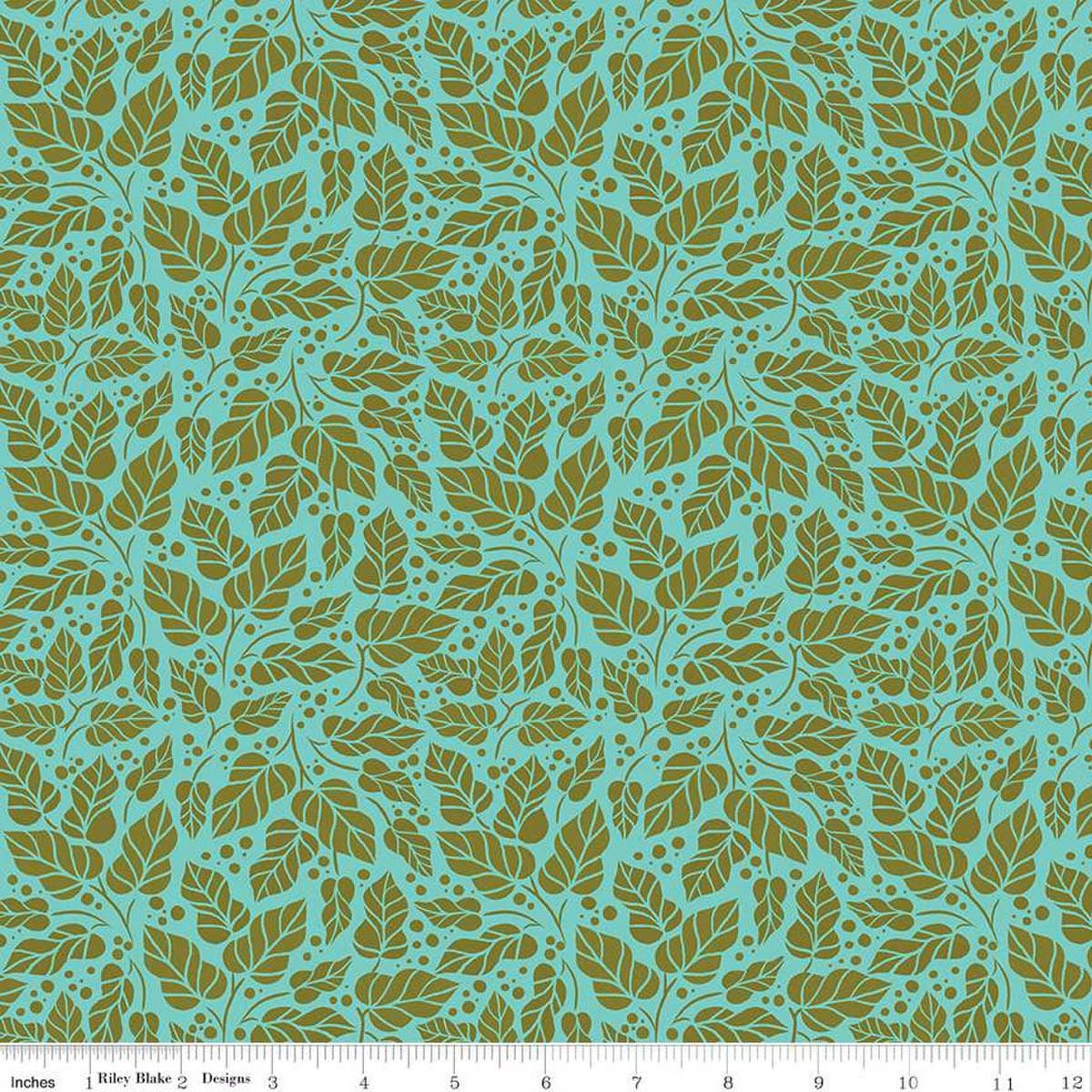Zinnia's - Zinnia Leaves Aqua C16694-AQUA