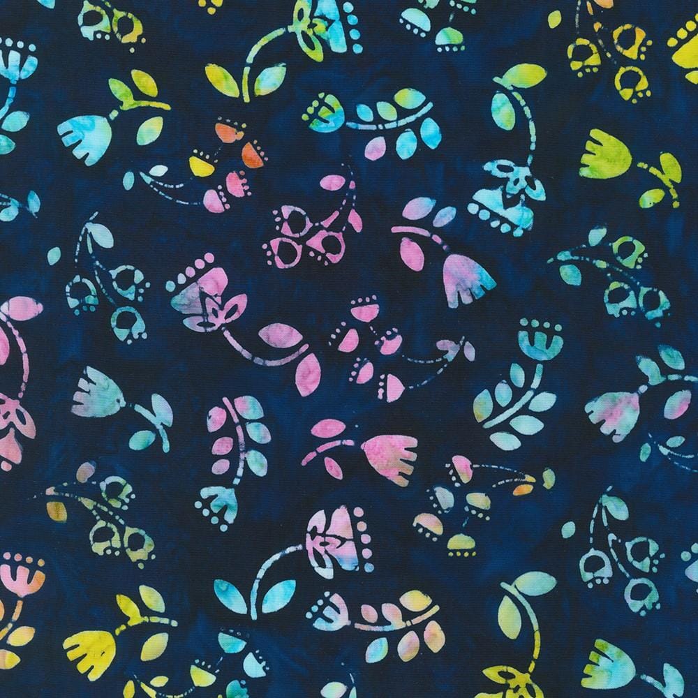 Artisan Batiks: Retro Rainbow - Navy Rainbow Flower SRK-22401-9