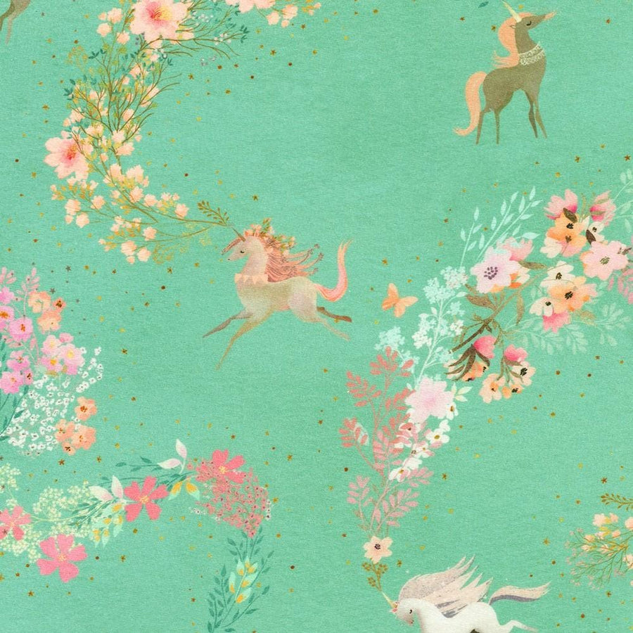 Unicorn Meadow - Unicorns Wildflowers Seafoam AQOD-22415-241