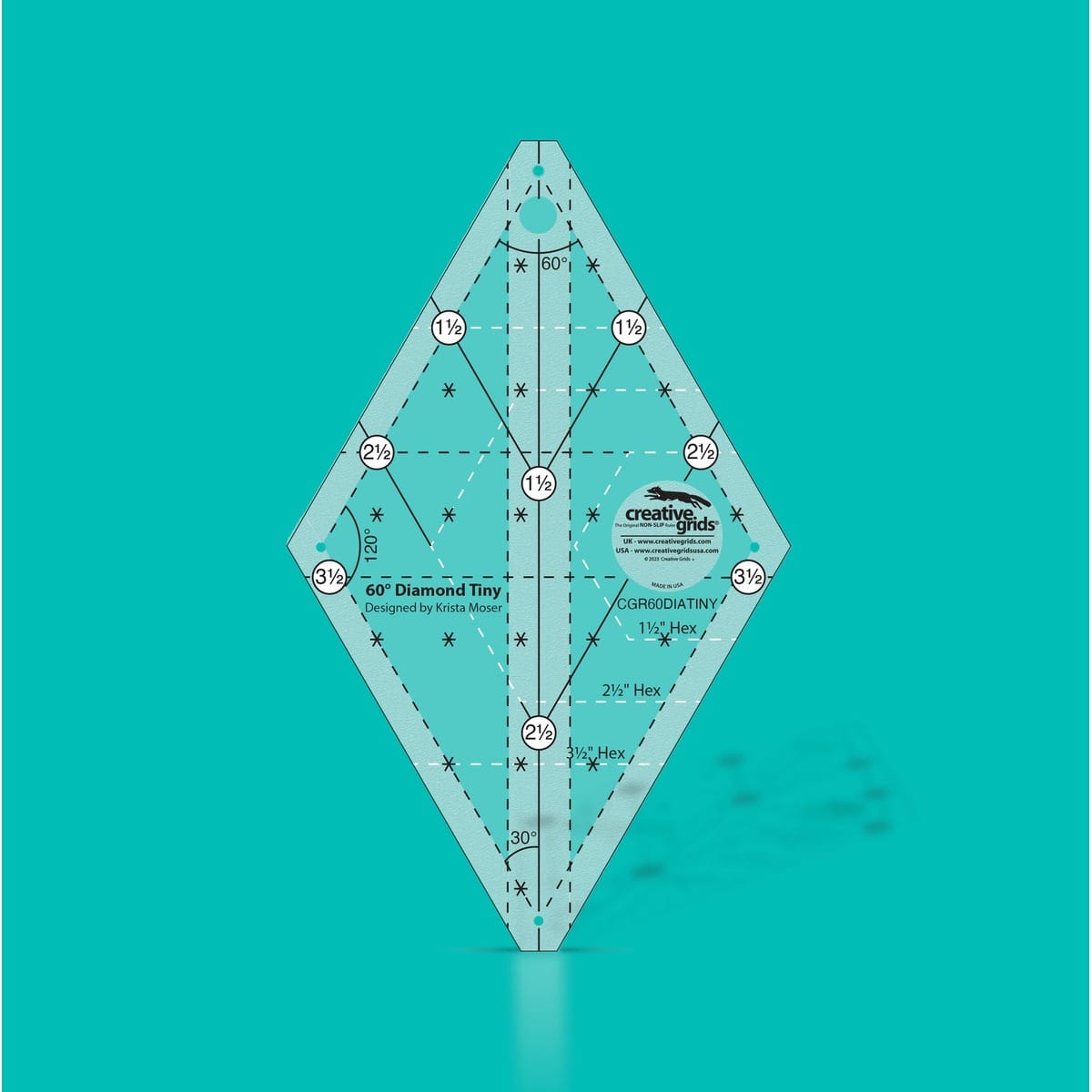 60 Degree Tiny Diamond Ruler - Creative Grids CGR60DIATINY