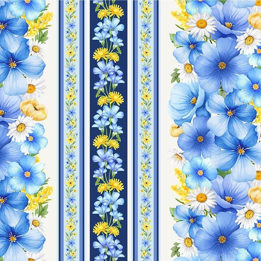 Bee & Bee Kind - Bee Floral 11" Stripes FLEUR-CD3257BLU