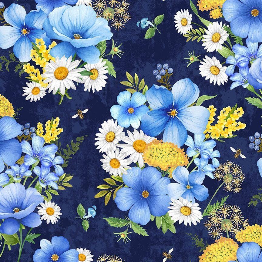 Bee & Bee Kind - Bee Floral Bouquet Navy FLEUR-CD3256NVY