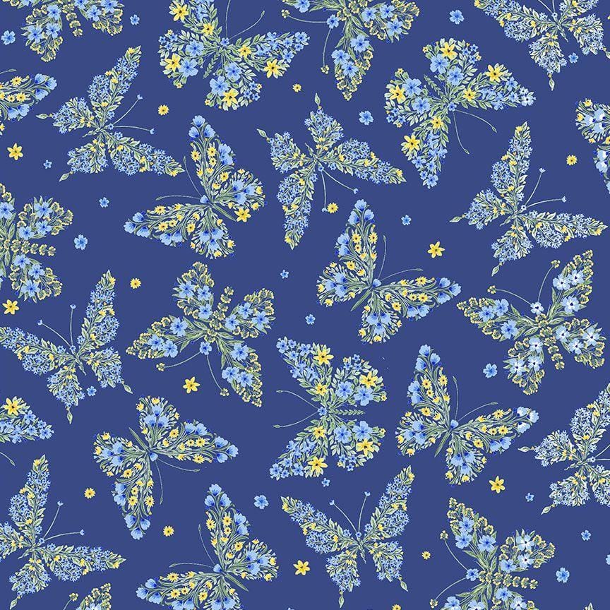 Bee & Bee Kind - Floral Butterflies Navy BUG-CD3266NVY